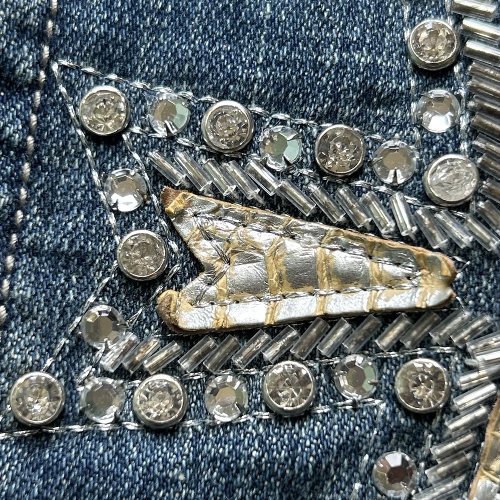 Miss Me JP4695 Med Wash Low Rise Y2K Cross Rimestone Bootcut Women Denim Jean 27 - Picture 10 of 16